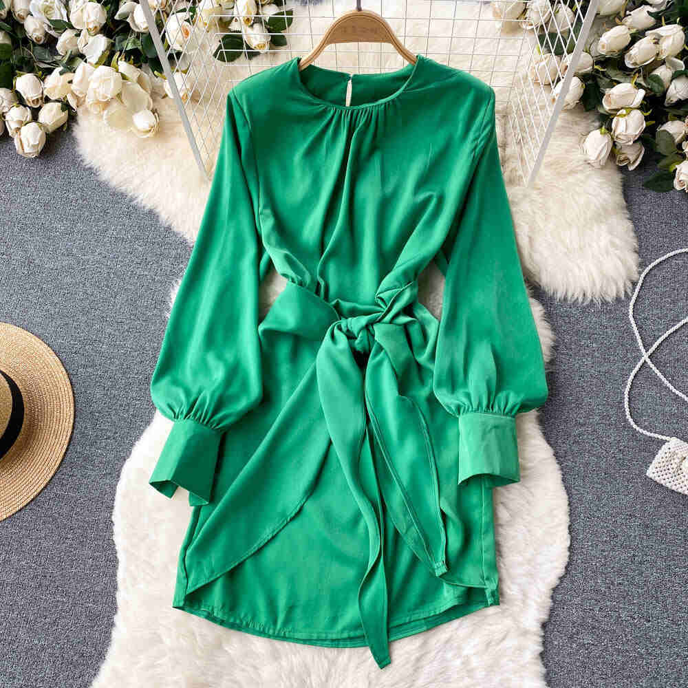 Hayle lantern sleeves satin dress